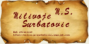 Milivoje Šurbatović vizit kartica